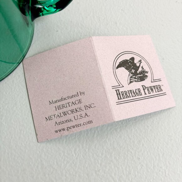 HERITAGE PEWTER Eagle Coffee Mugs Set Of 2 Glass Jade Cobalt Patriotic Woodland - Picture 2 of 15